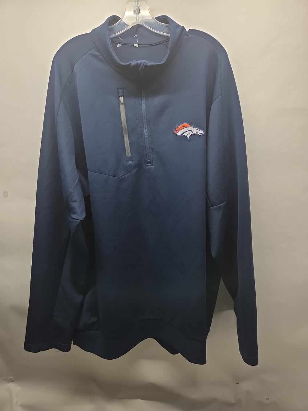 Denver Broncos Quater Zip Pullover Antigua Blue Mens 3XLT